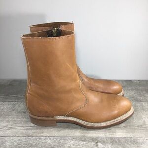 Vintage Pathfinder Men’s Brown Leather Motorcycle Biker Steel Toe Boots Size 10